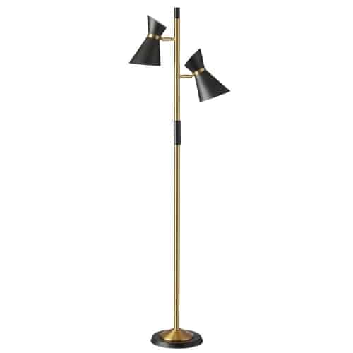 Dainolite 1680F-BK-VB 2 Light Floor Lamp, Matte Black / Vintage Bronze Base