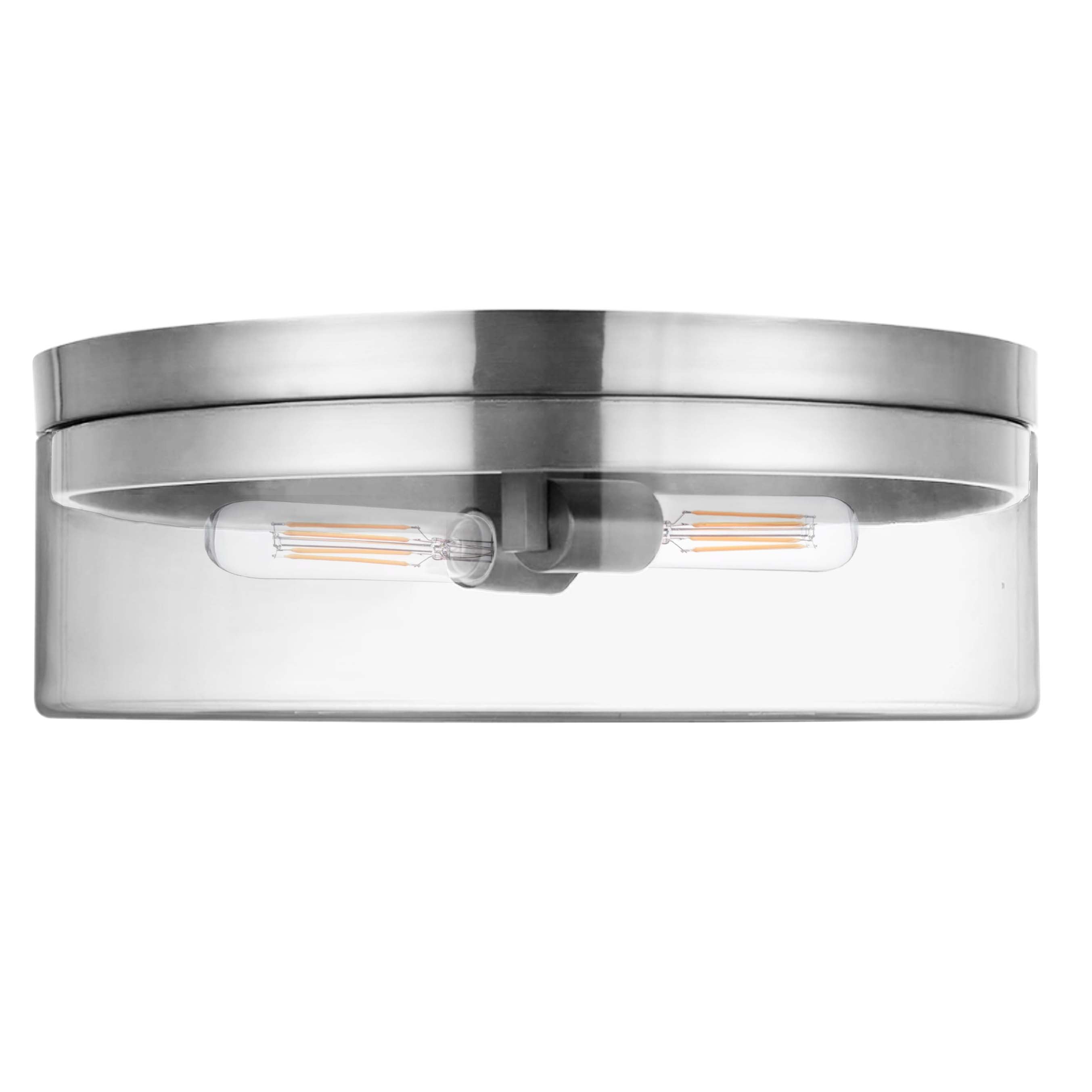 Dainolite FNA-142FH-PC-CLR 2 Light Incandescent Flush Mount Polished Chrome with Clear Glass