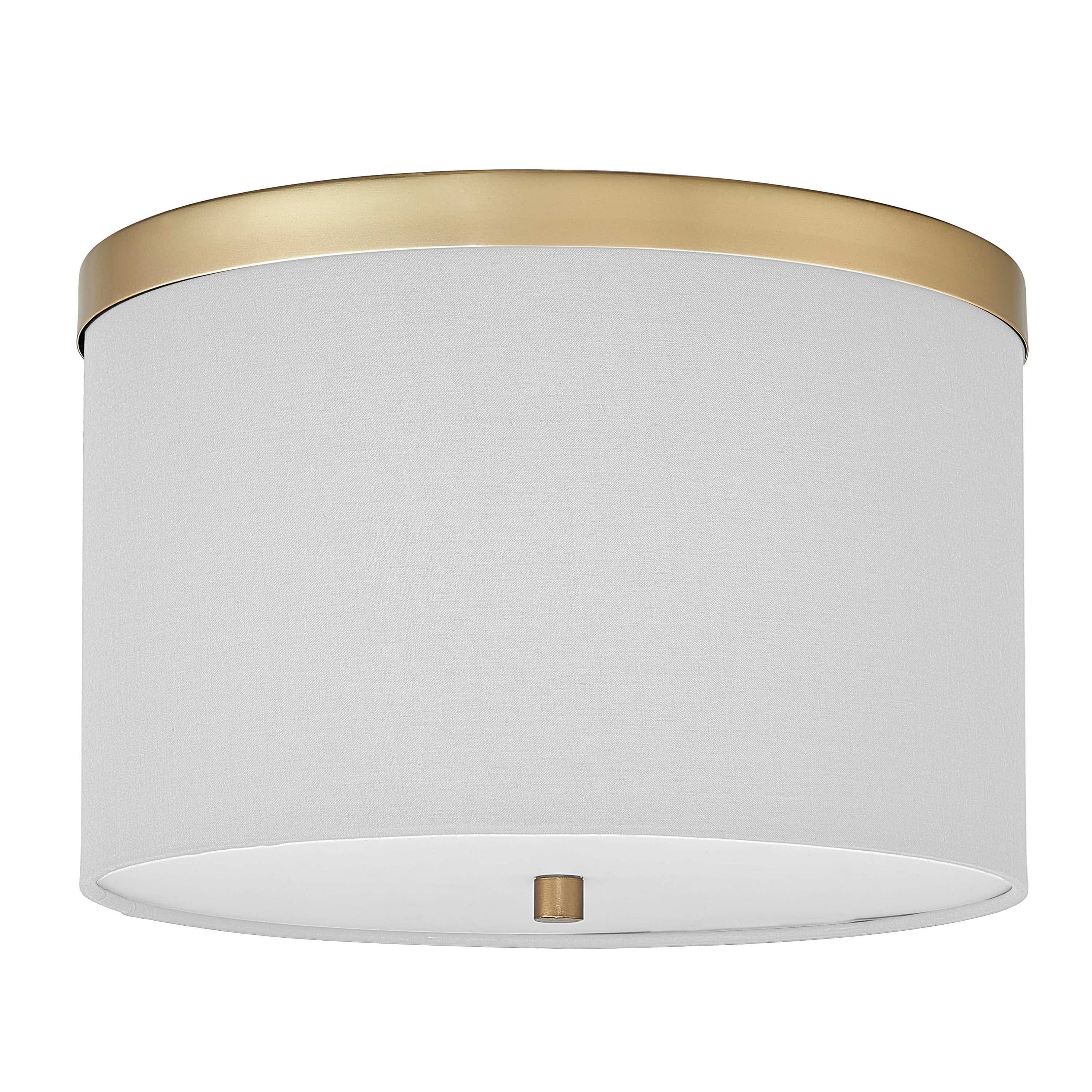 Dainolite FRD-122FH-AGB-WH 2 Light Incandescent Flush Mount Aged Brass with White Shade
