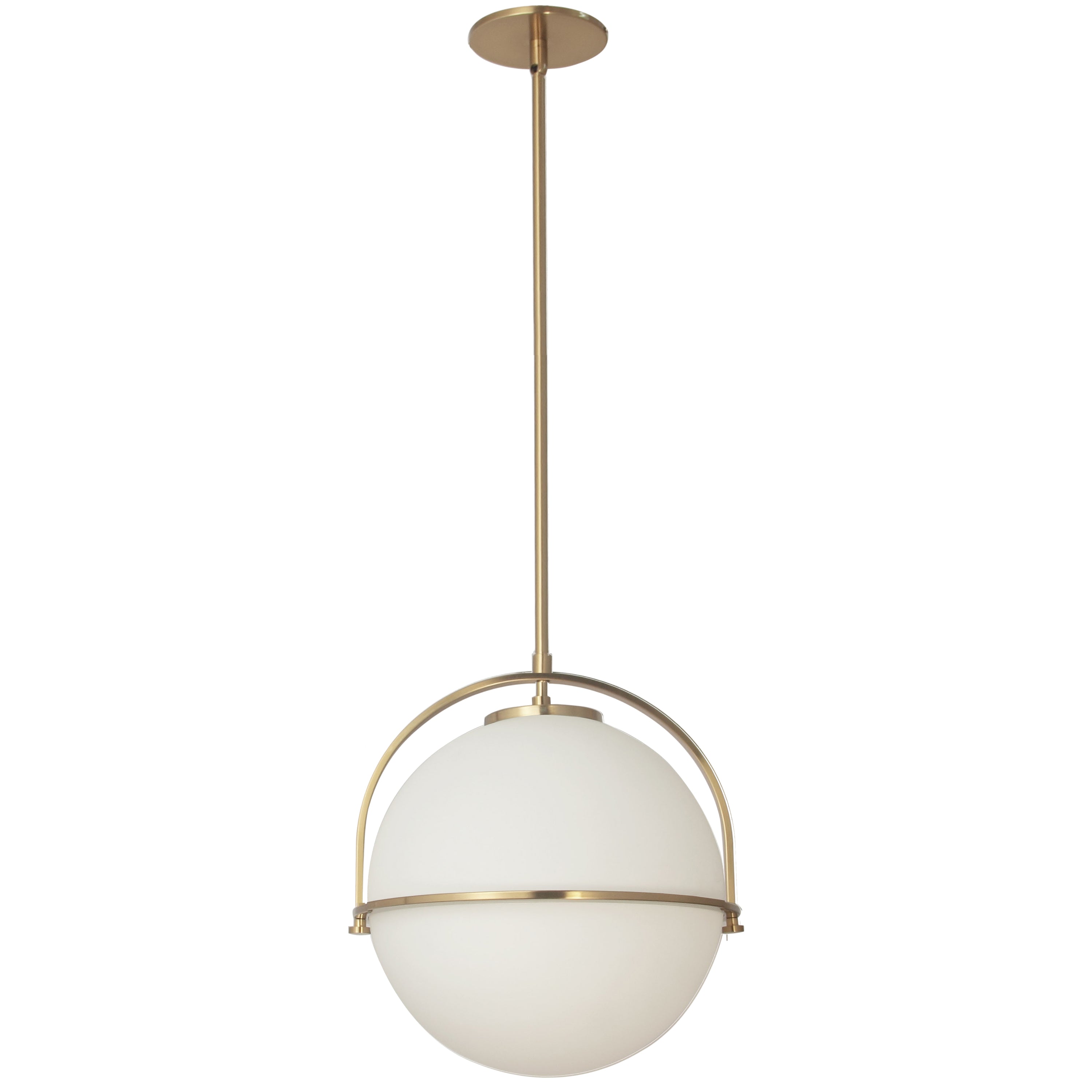 Dainolite PAO-131P-AGB 1 Light Incandescent Pendant Aged Brass with White Opal Glass