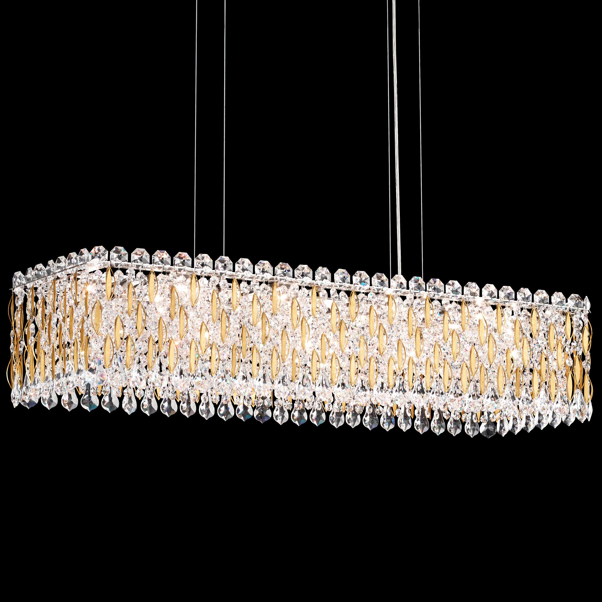 Schonbek RS8344N-22H Sarella Heritage Crystal Chandelier Linear Pendant Light Fixture - Heirloom Gold