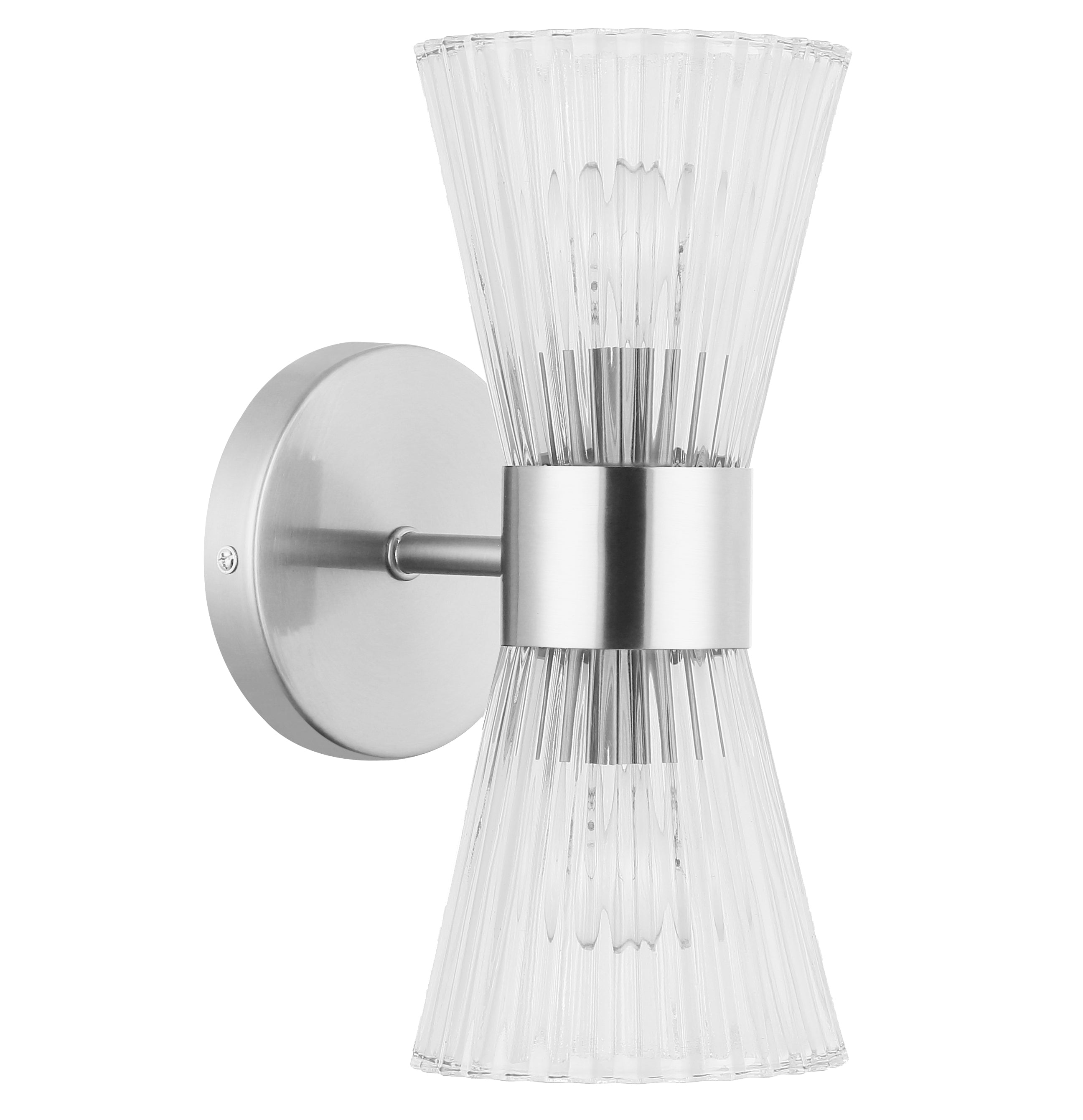 Dainolite VIE-112W-PC 2 Light Incandescent Vanity Polished Chrome with Clear Ribbed Glass