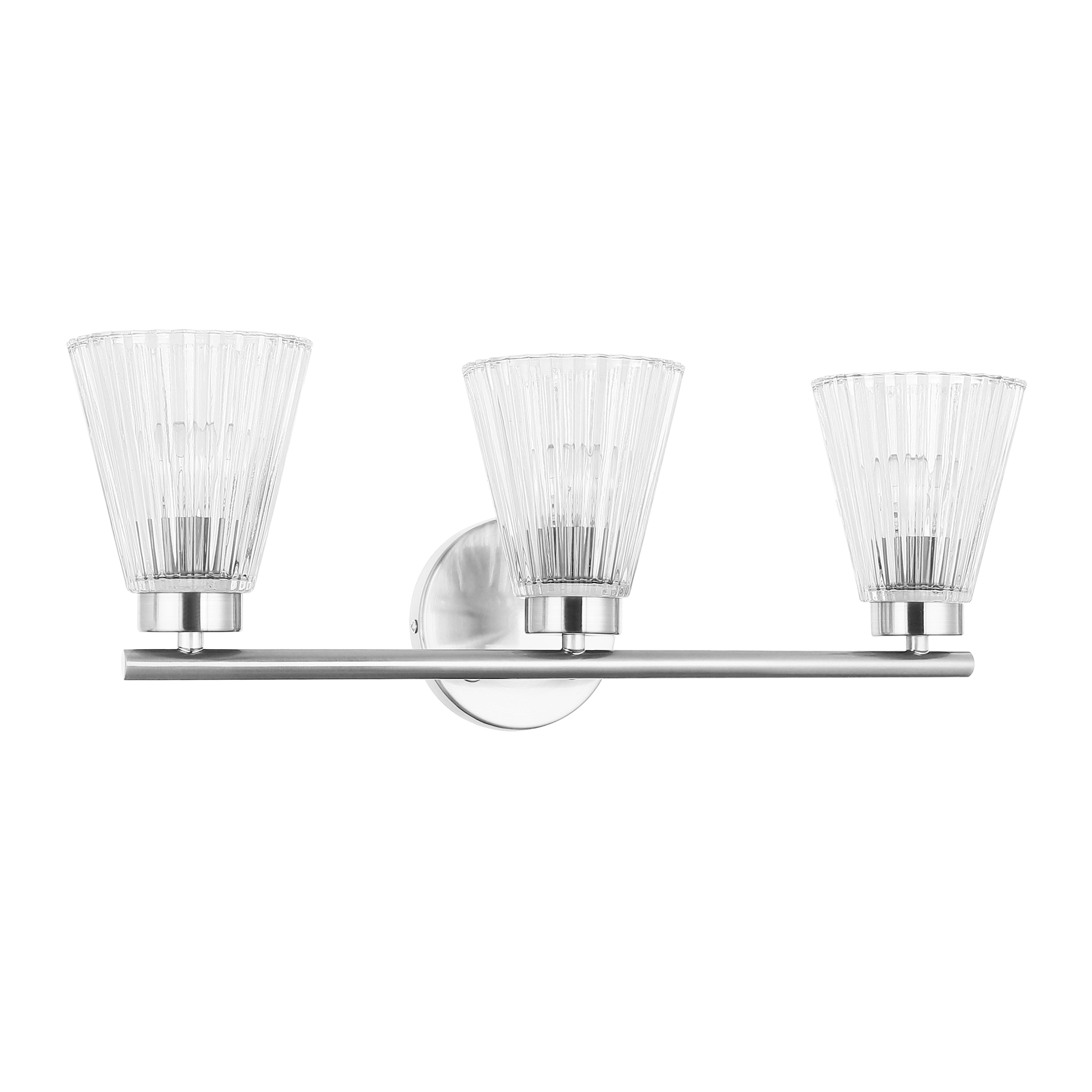Dainolite VIE-223W-PC 3 Light Incandescent Vanity Polished Chrome with Clear Ribbed Glass