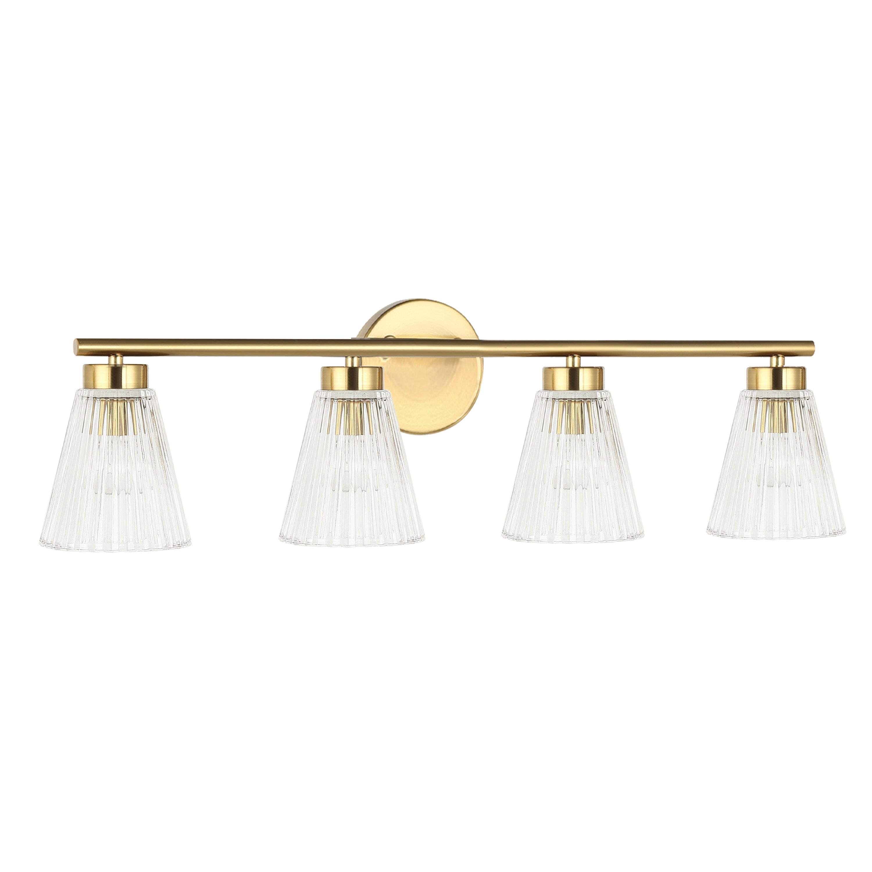 Dainolite VIE-304W-AGB 4 Light Incandescent Vanity Aged Brass with Clear Ribbed Glass