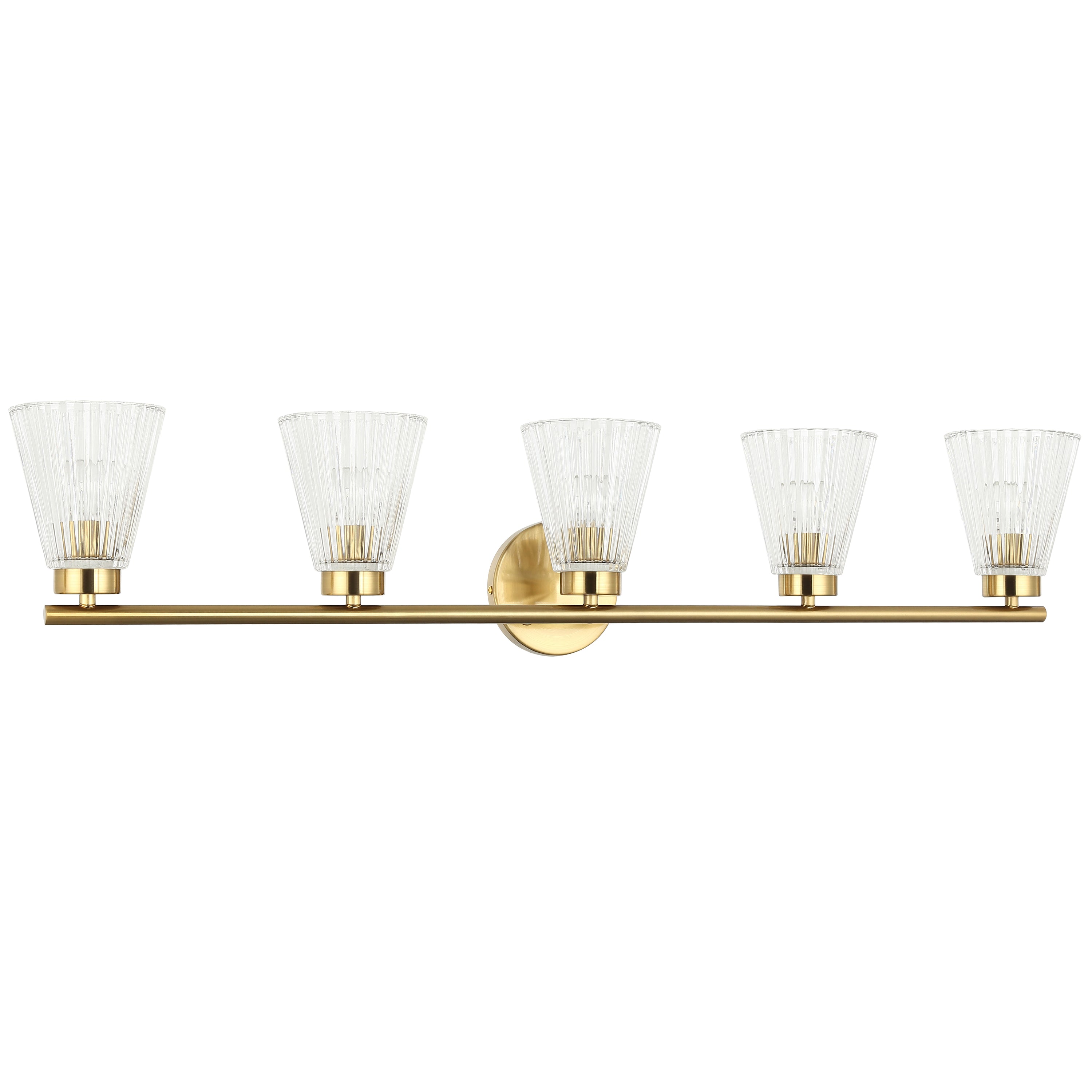 Dainolite VIE-385W-AGB 5 Light Incandescent Vanity Aged Brass with Clear Ribbed Glass