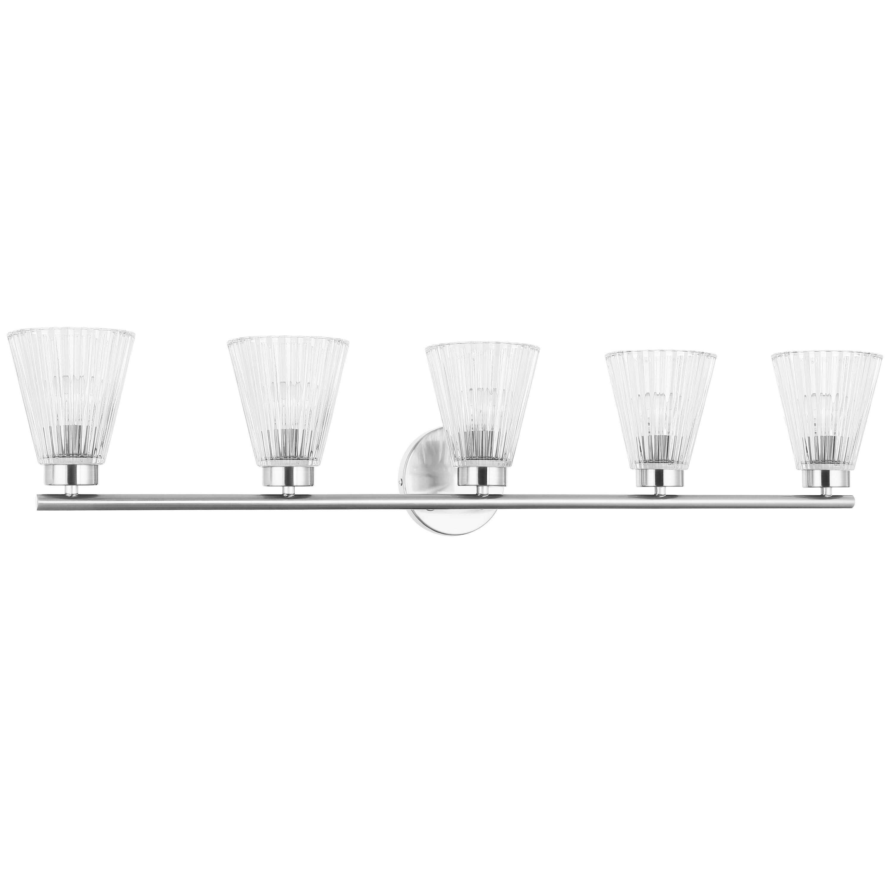 Dainolite VIE-385W-PC 5 Light Incandescent Vanity Polished Chrome with Clear Ribbed Glass