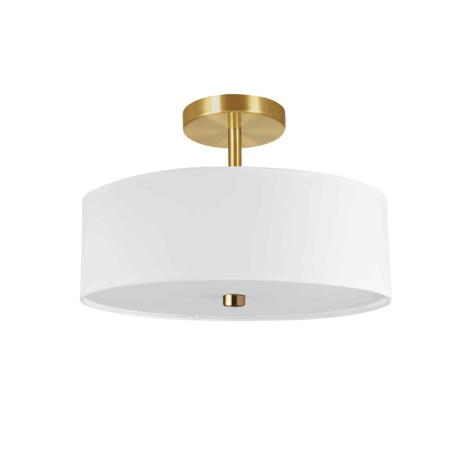 Dainolite Everly - 571-143SF-AGB-WH - 3 Light Semi-Flush Mount Aged Brass with White Shade - White