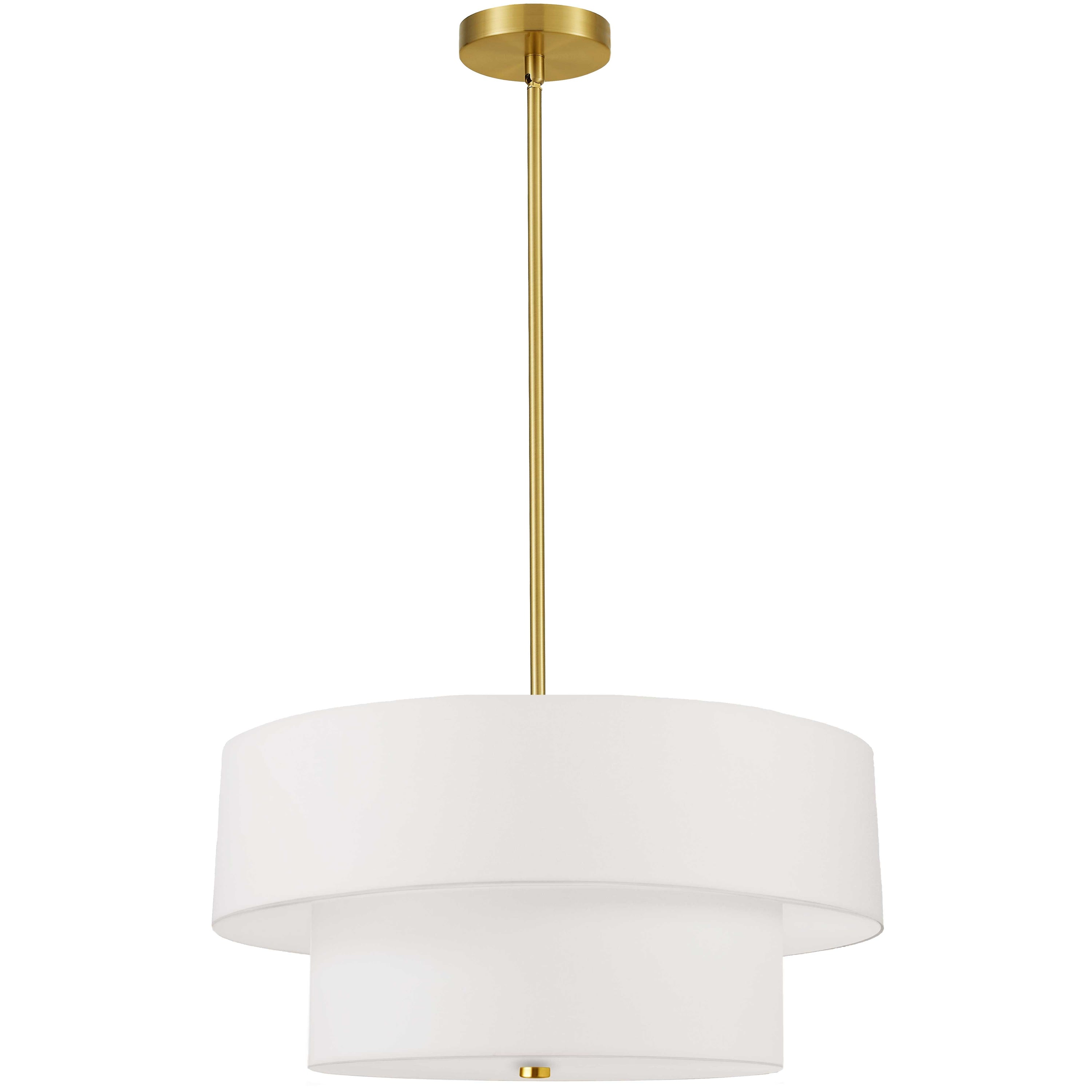 Dainolite Everly - 571-224P-AGB-WH - 4 Light 2 Tier Pendant, Aged Brass with White Shade - Aged Brass