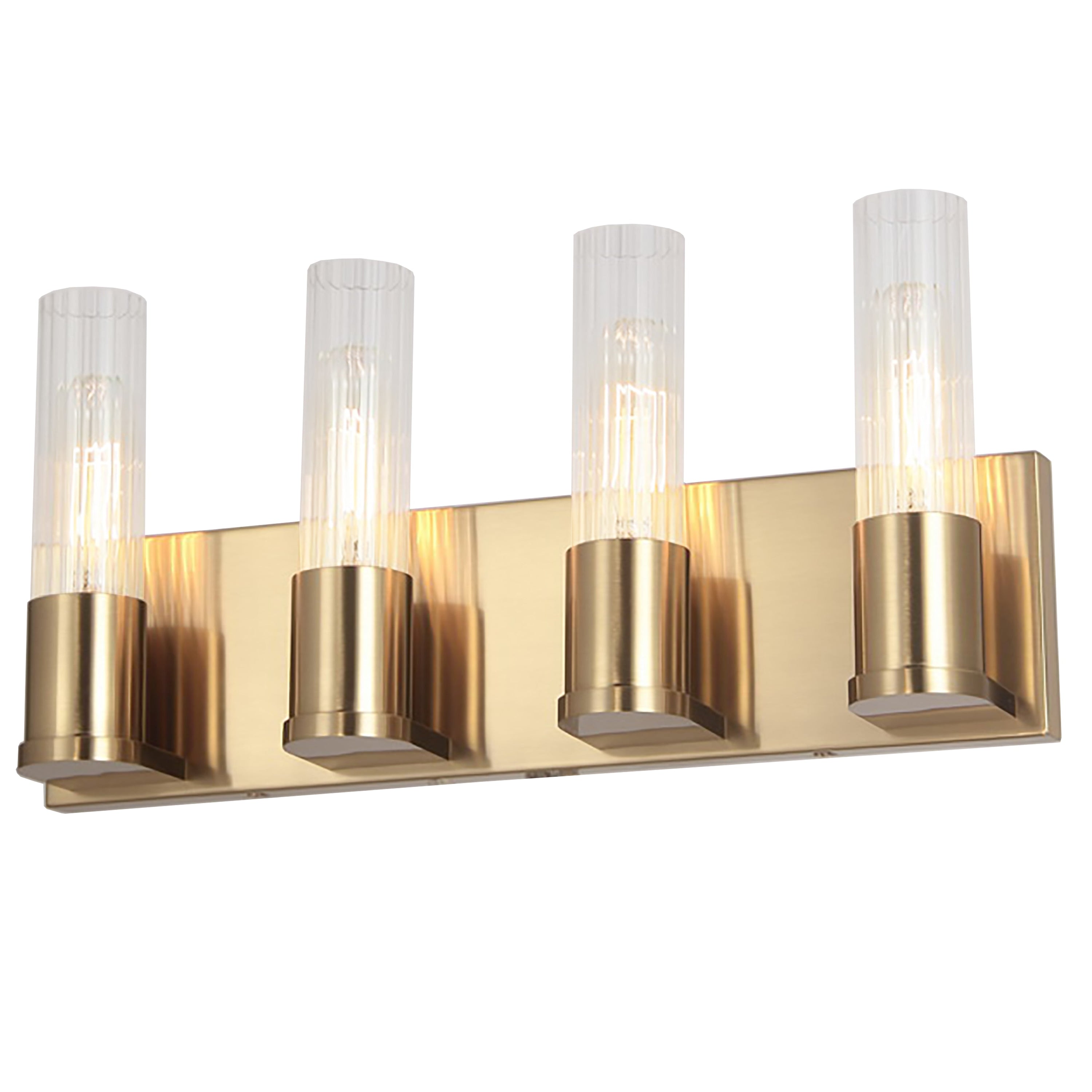 Dainolite Tube - TBE-174W-AGB - 4 Light Vanity Fixture, Aged Brass w/ Clear Fluted Glass - Aged Brass