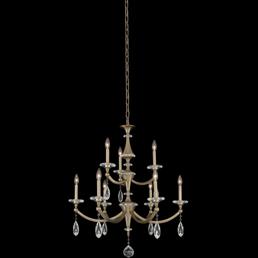 Floridia Light Luxury Crystal 2 Tier Chandelier – Matte Brushed Champagne