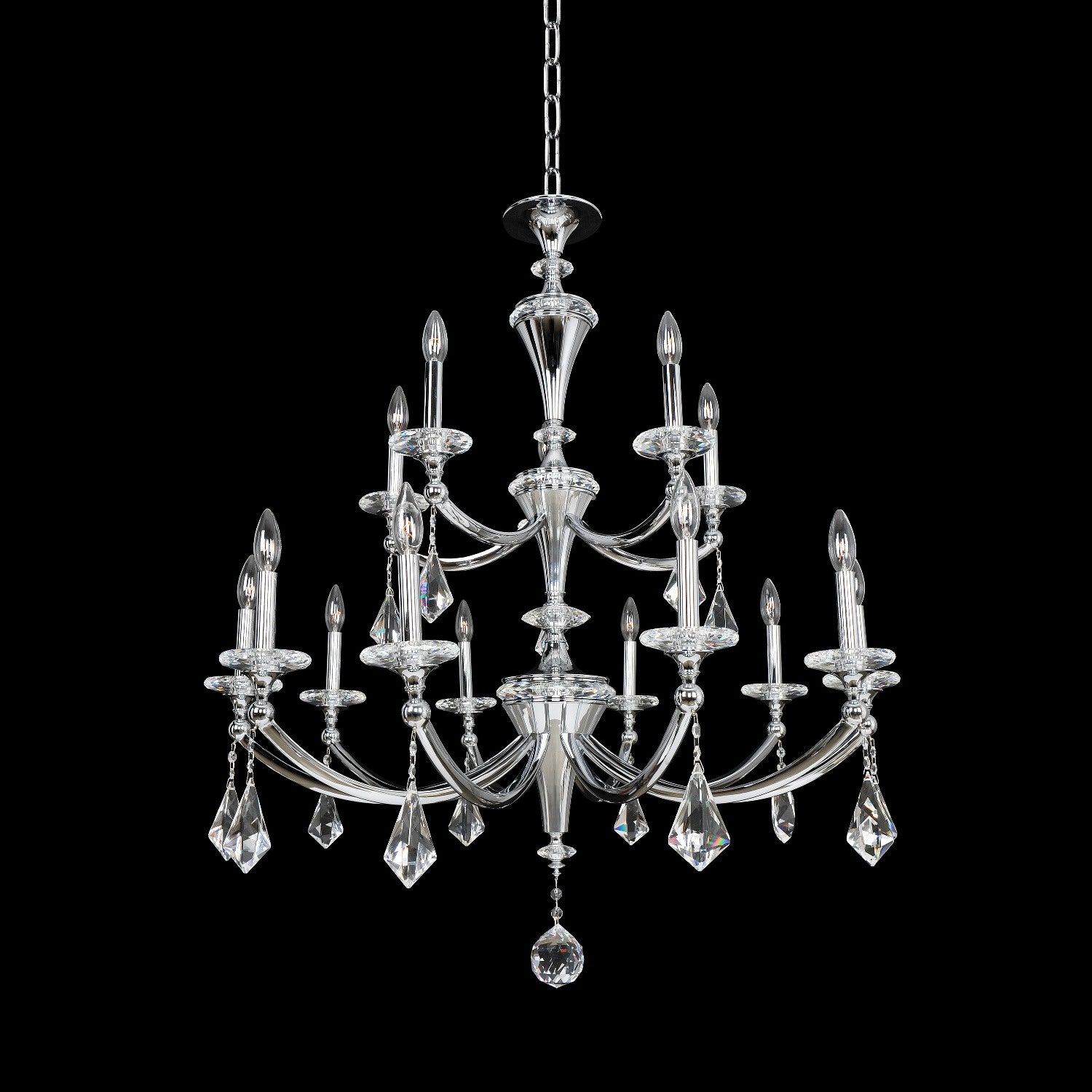 Floridia (10+5) Light 2 Tier Chandelier – Polished Chrome by Allegri Crystal