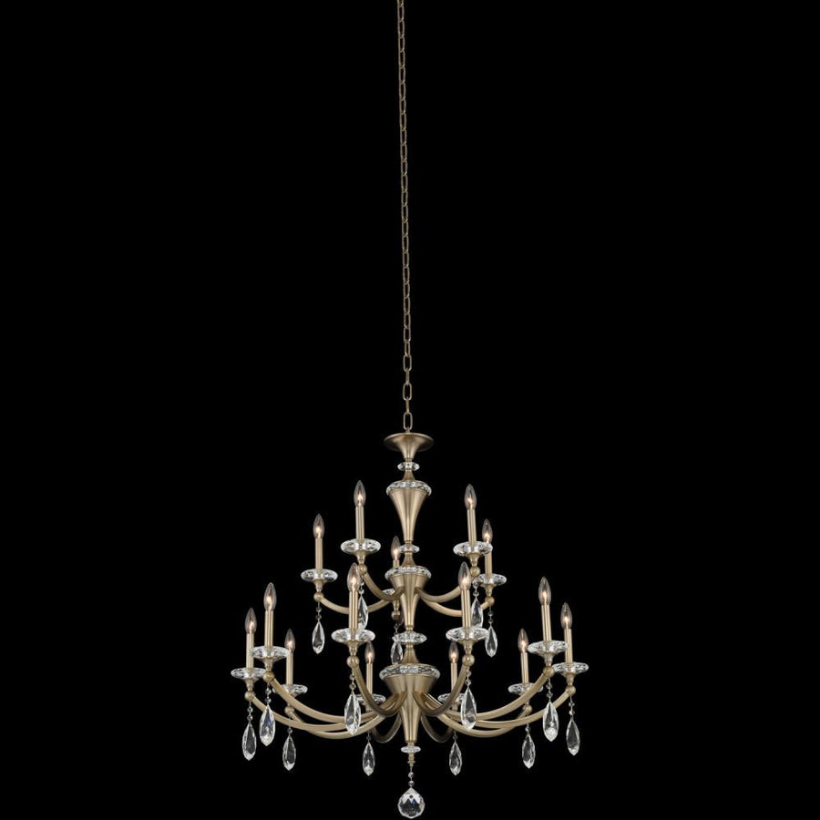 Floridia Light Luxury Crystal 2 Tier Chandelier – Matte Brushed Champagne
