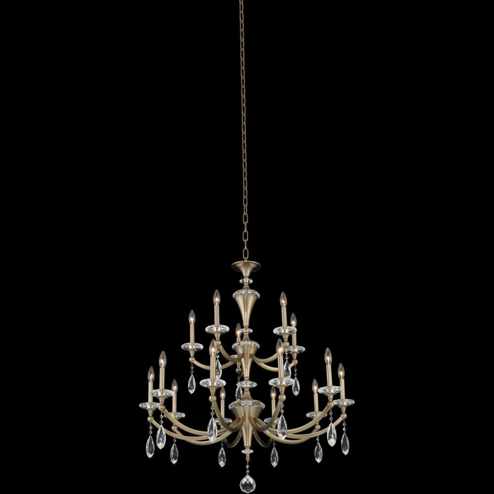 Floridia Light Luxury Crystal 2 Tier Chandelier – Matte Brushed Champagne