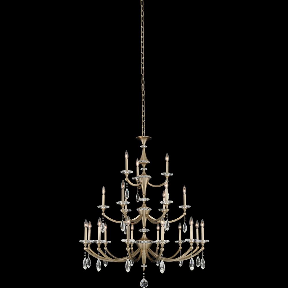 Floridia Light Luxury Crystal 3 Tier Chandelier – Matte Brushed Champagne