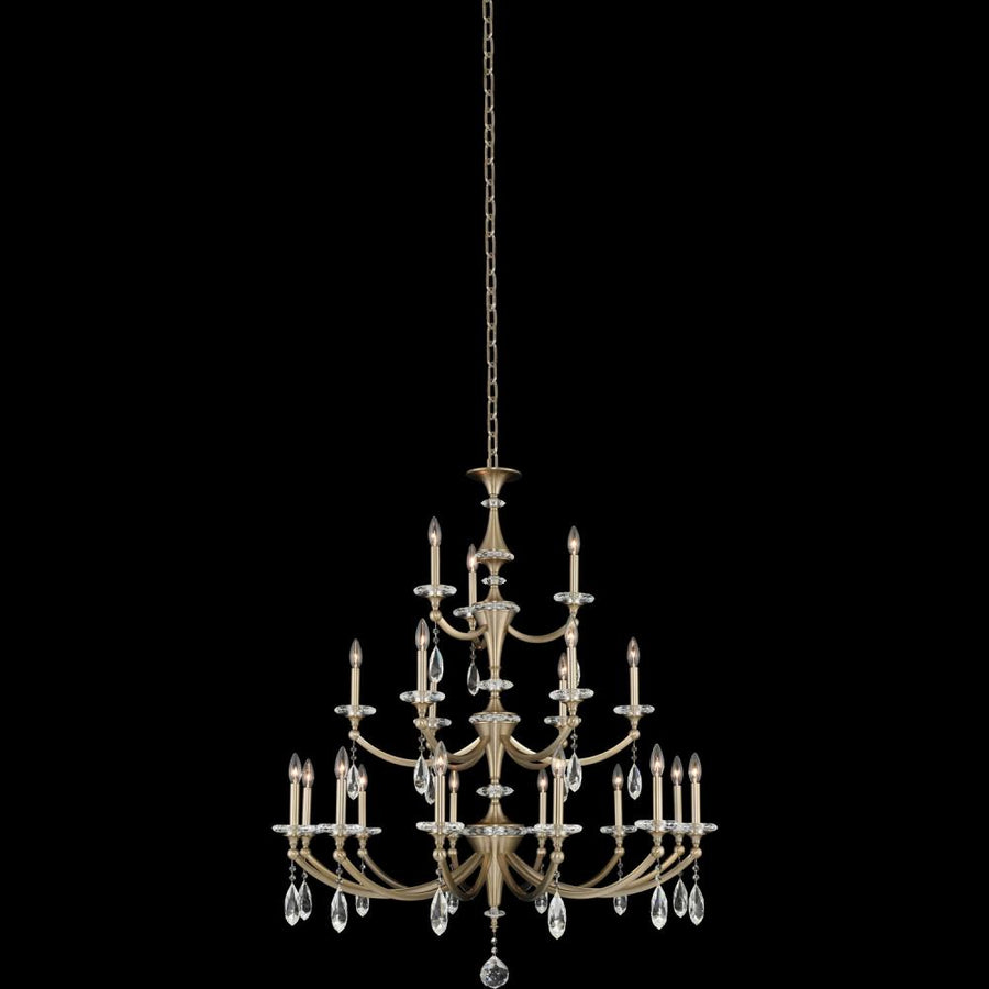 Floridia Light Luxury Crystal 3 Tier Chandelier – Matte Brushed Champagne