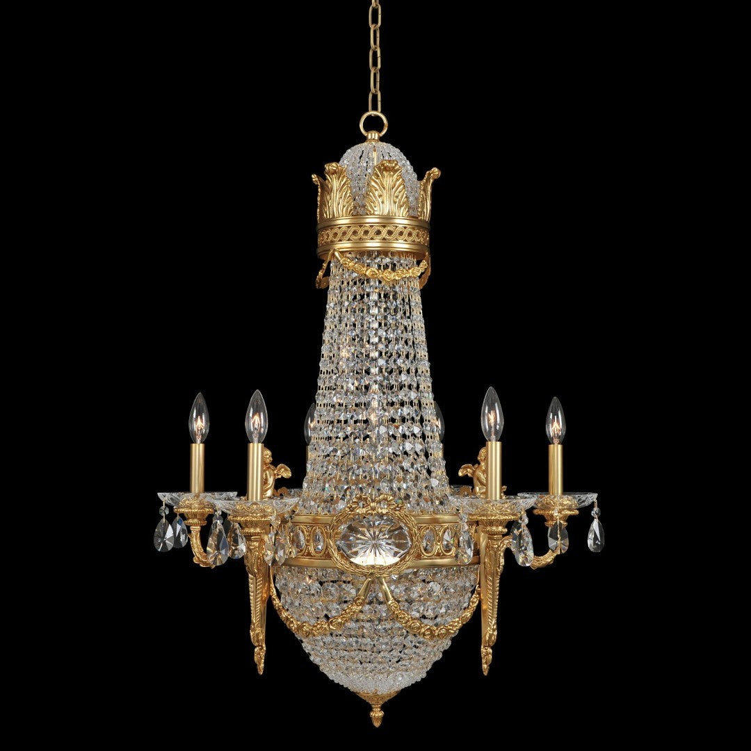 Marseille 6 Arm Chandelier – Antique Brass by Allegri Crystal