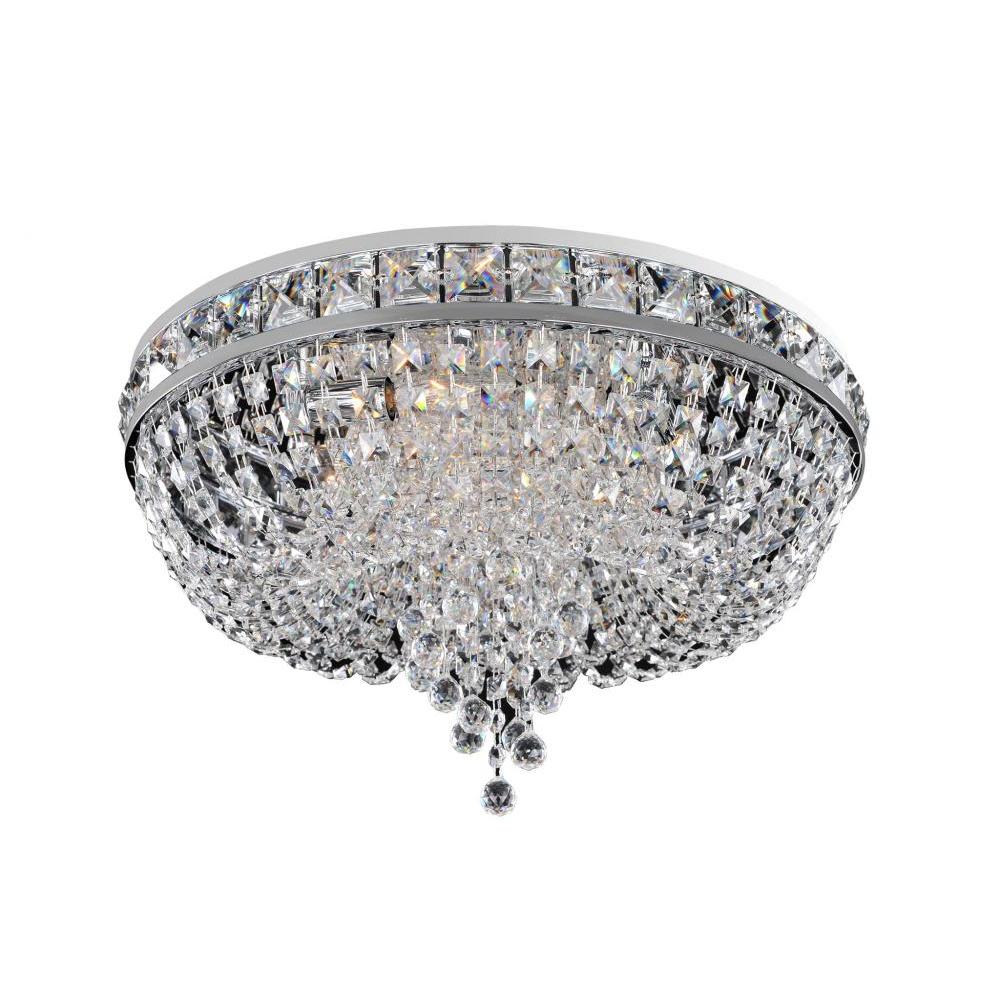Cascata Luxury Crystal Flush Mount Light – Polished Chrome