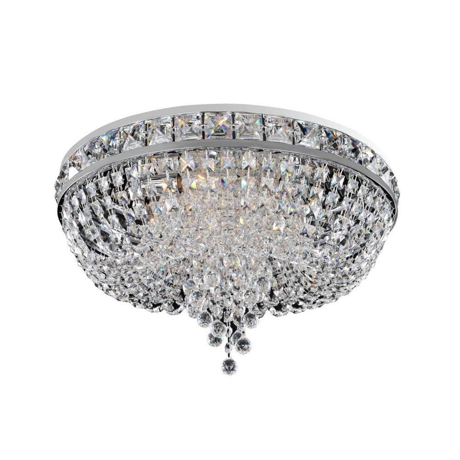 Cascata Luxury Crystal Flush Mount Light – Polished Chrome