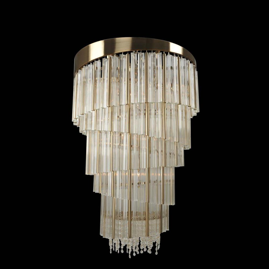 Espirali Luxury Crystal Island Candelier – Brushed Champagne Gold