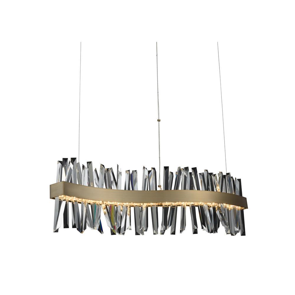 Glacier Luxury Crystal Island Chandelier – Brushed Champagne Gold