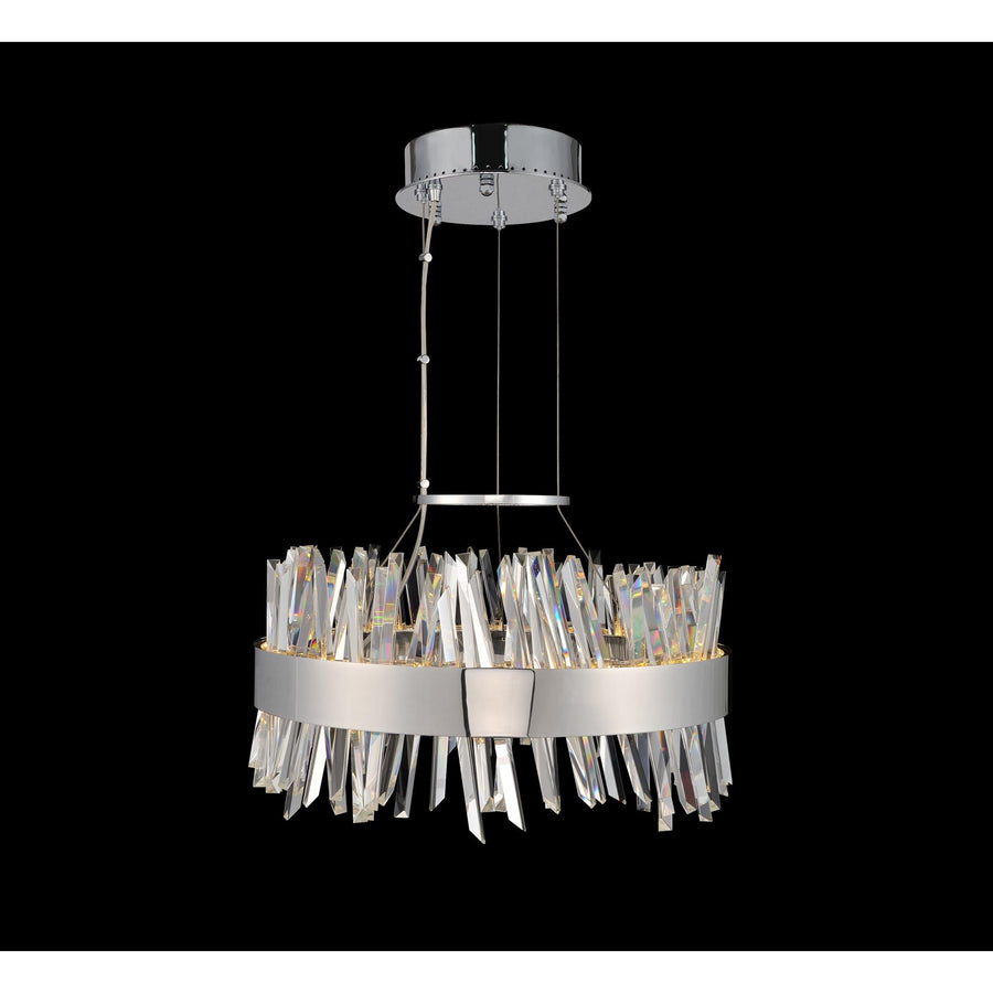 Glacier 20 inch Luxury Crystal LED Pendant – Polished Chrome, Ice Shaped Crystals