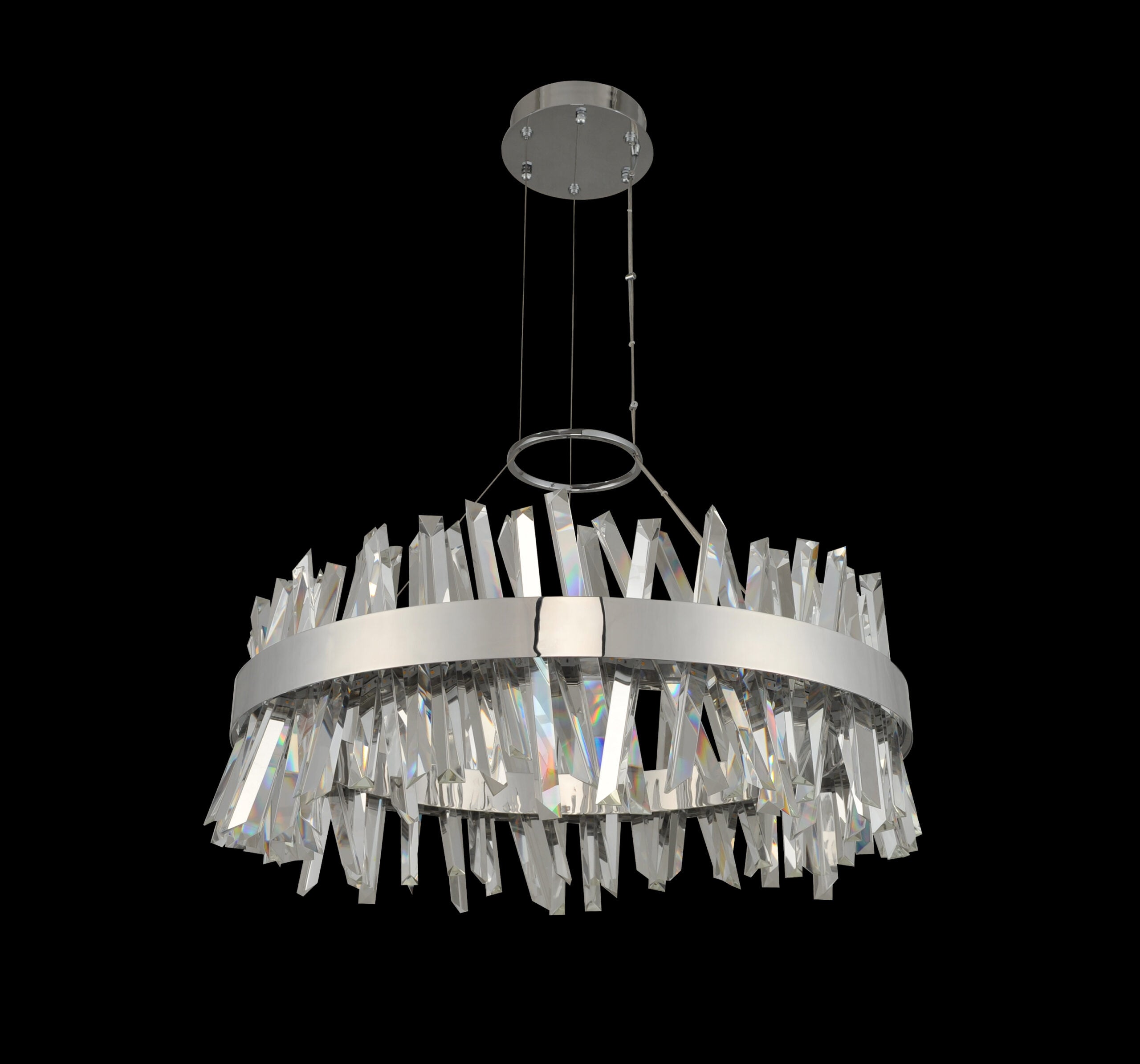Glacier 32 inch Luxury Crystal LED Pendant – Polished Chrome