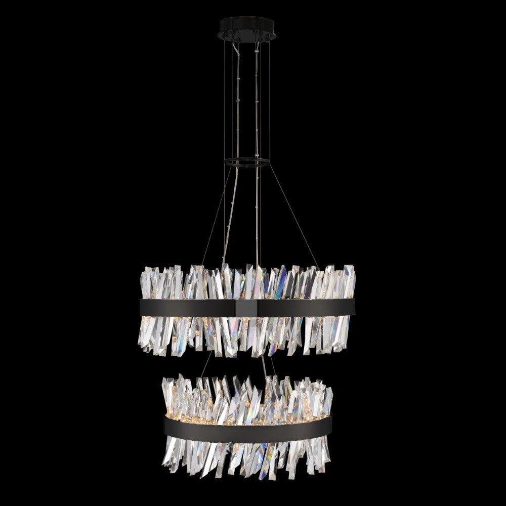 Glacier 2 Tier LED Pendant – Matte Black, Clear Crystal