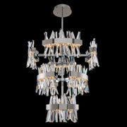 Glacier 3 Tier Foyer Entry Luxury Crystal Chandelier – Polished Chrome, Ice Shaped Crystals