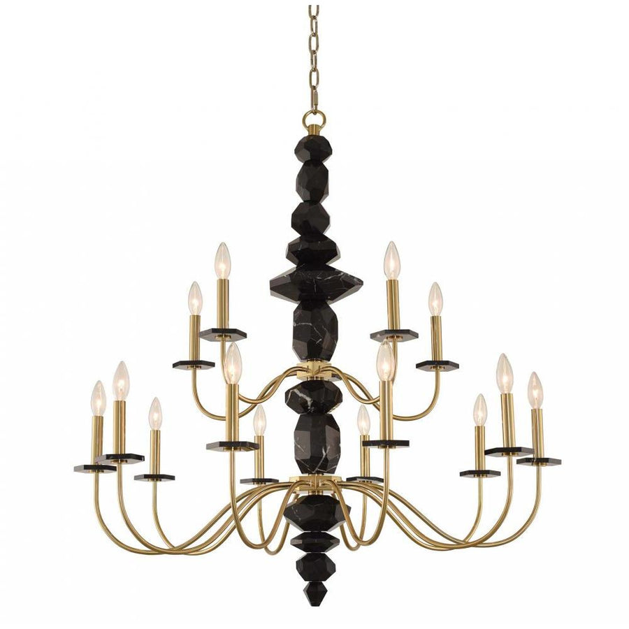 Piedra Light Luxury Crystal 2 Tier Chandelier – Brushed Brass