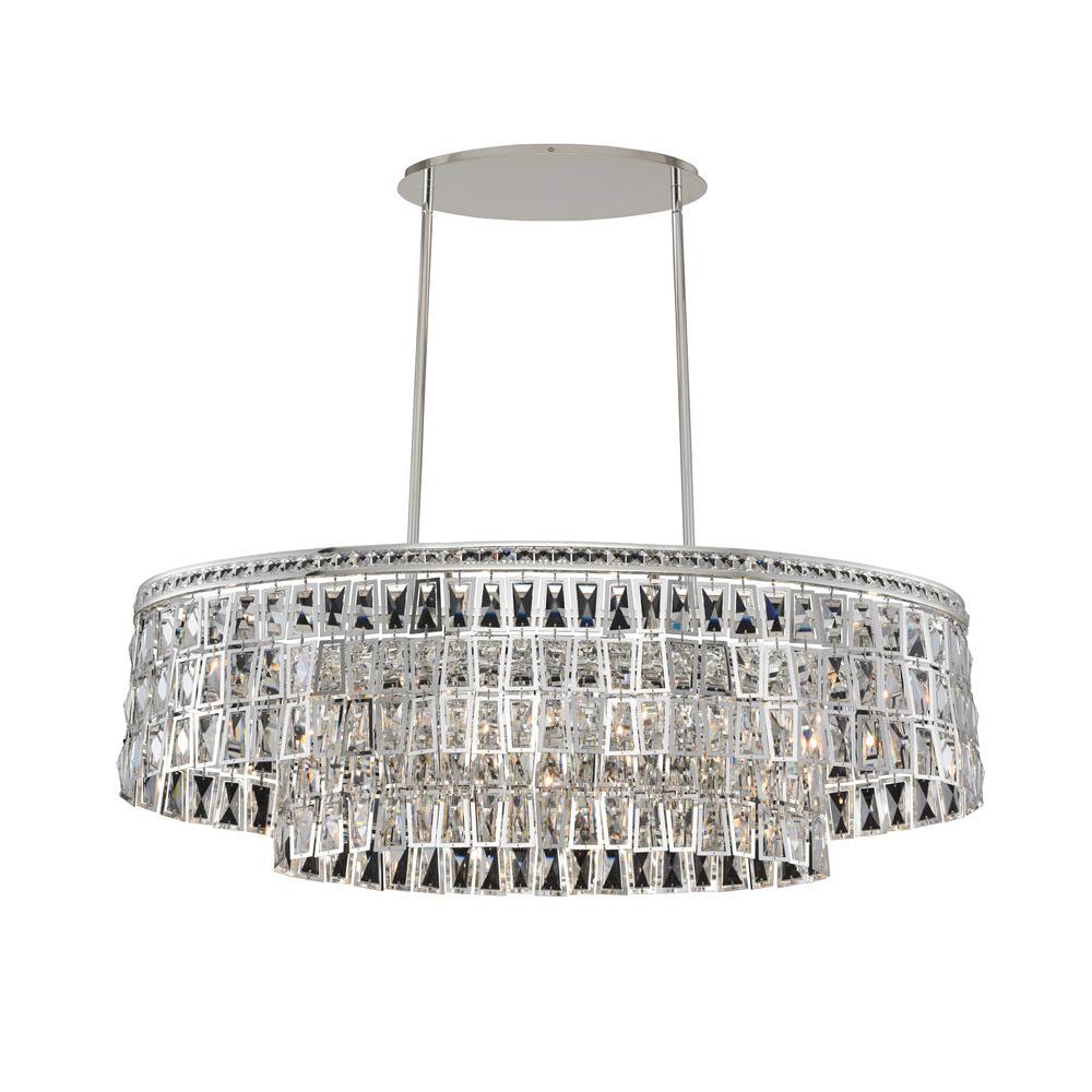 Kasturi Luxury Crystal Island Candelier – Polished Silver