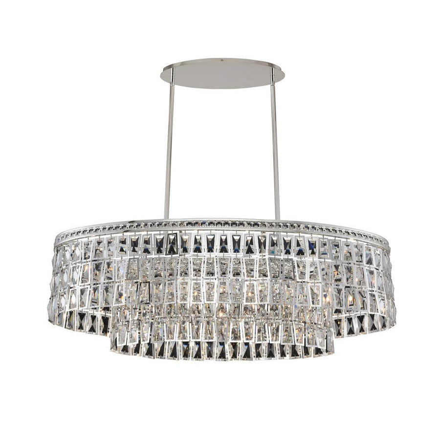 Kasturi Luxury Crystal Island Candelier – Polished Silver
