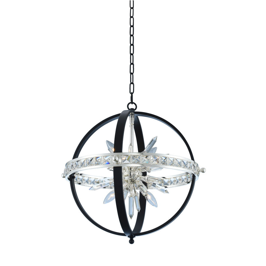 Angelo Luxury Crystal Pendant – Two Tone Matte Black And Polished Silver