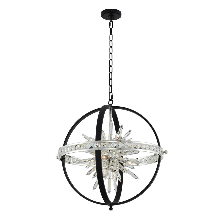 Angelo Luxury Crystal Pendant – Two Tone Matte Black And Polished Silver