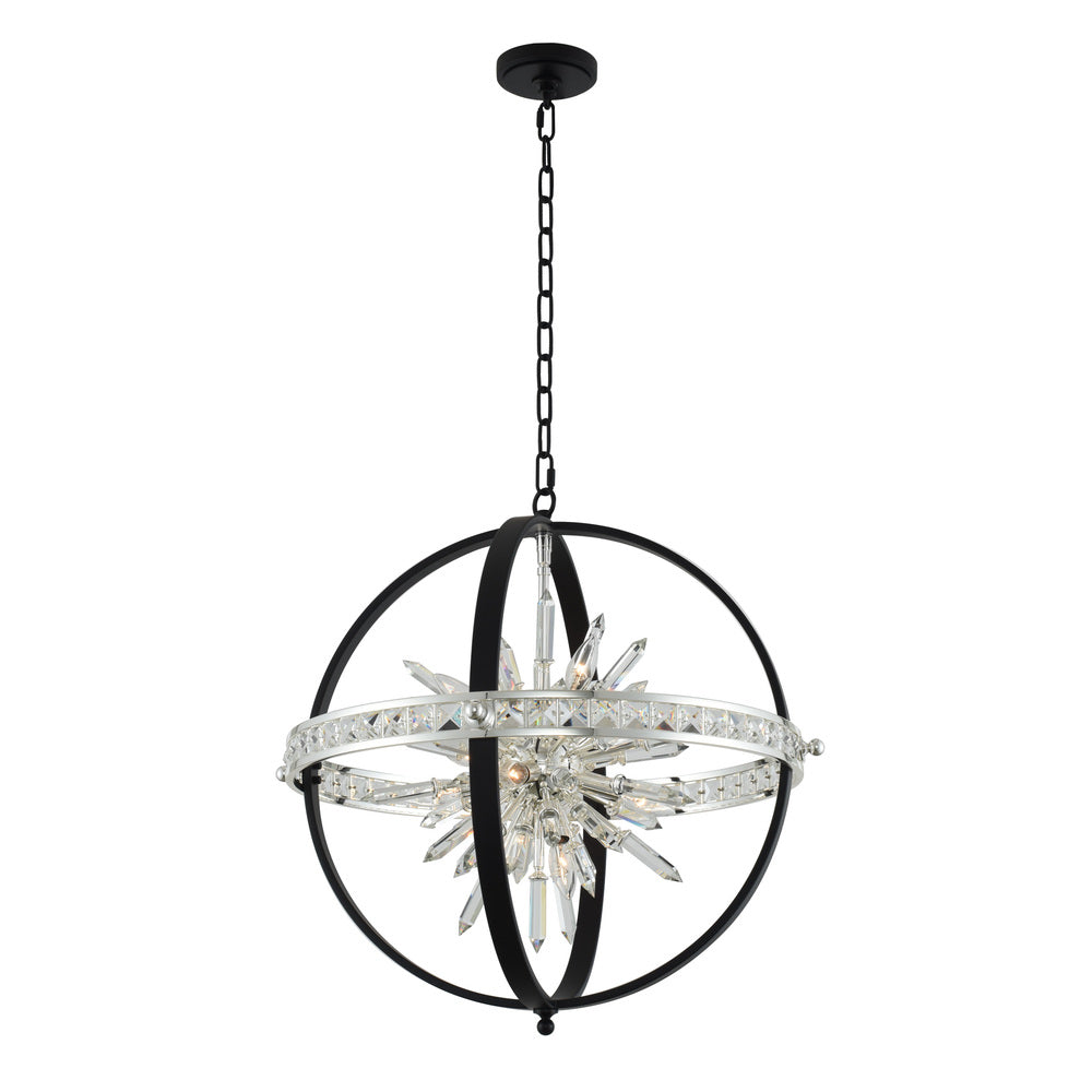 Angelo Luxury Crystal Pendant – Two Tone Matte Black And Polished Silver