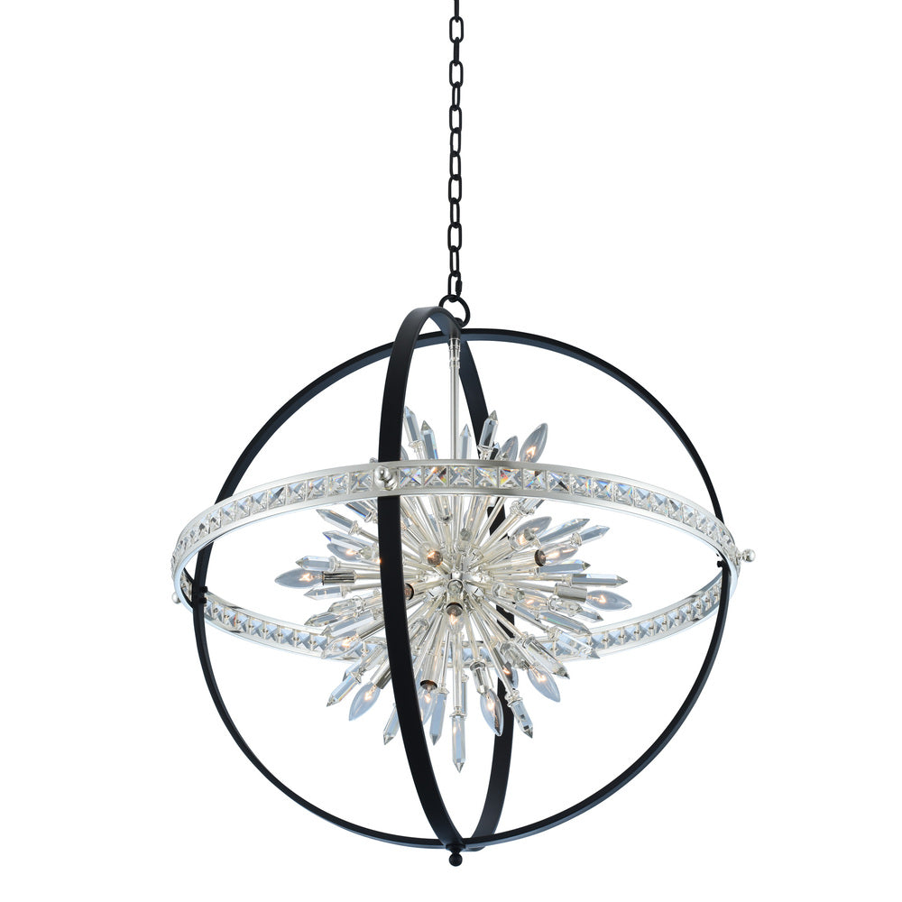 Angelo Luxury Crystal Pendant – Two Tone Matte Black And Polished Silver