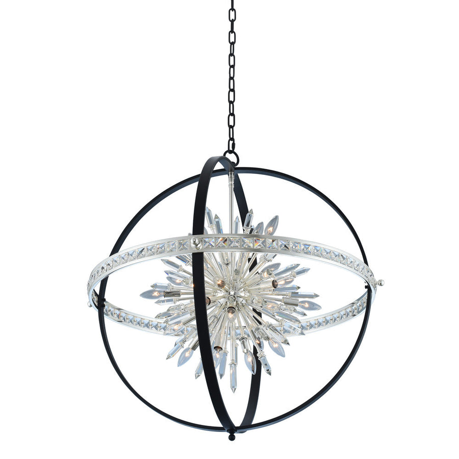 Angelo Luxury Crystal Pendant – Two Tone Matte Black And Polished Silver