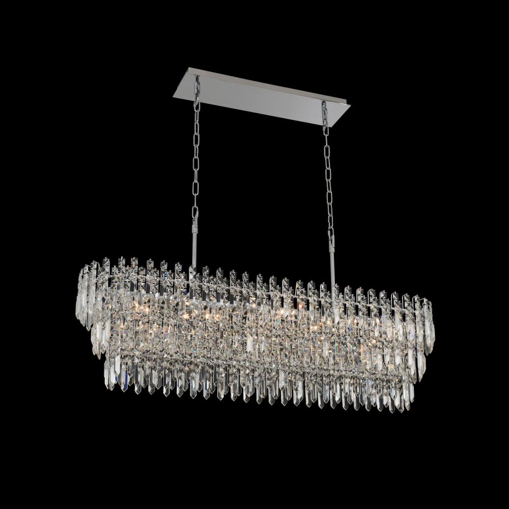 Pandoro Luxury Crystal Island Candelier – Polished Chrome
