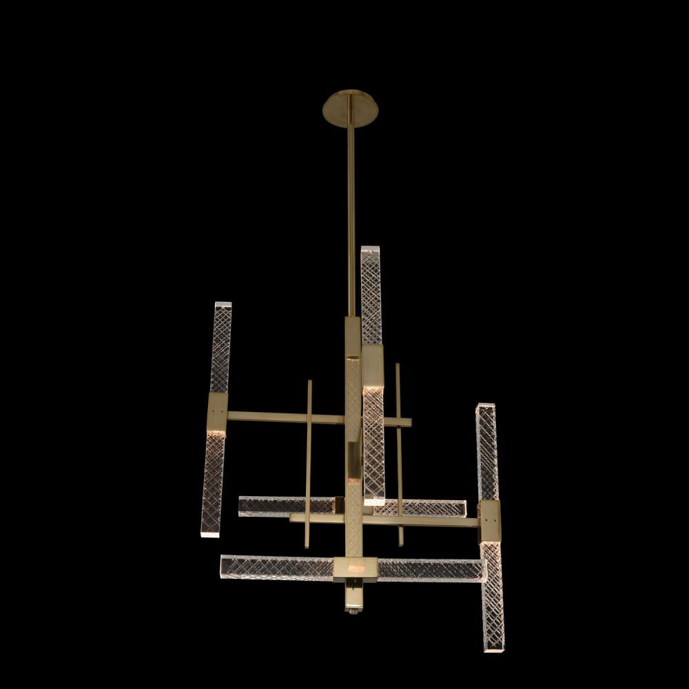 Apollo Luxury Crystal LED Chandelier – Brushed Champagne Gold