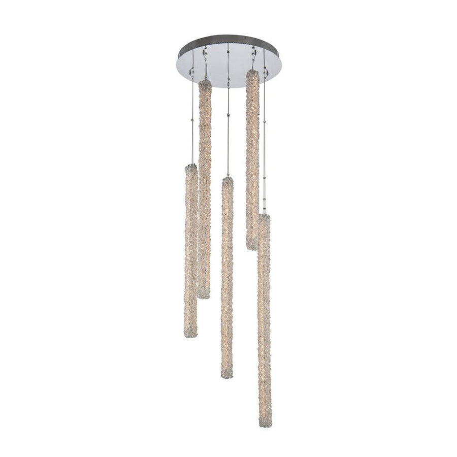 Lina Luxury Crystal Island Candelier – Polished Chrome