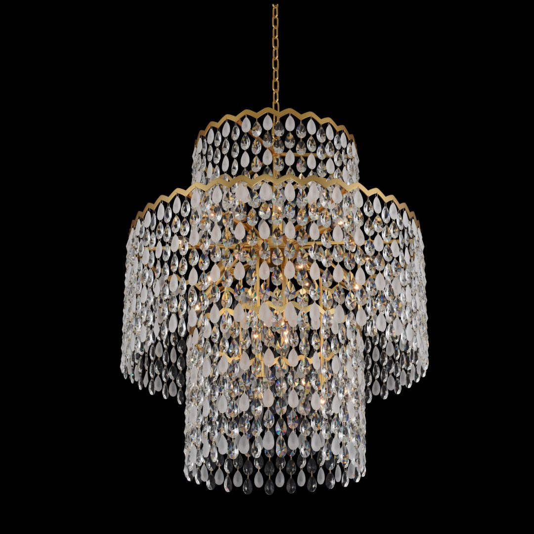 Caretta 35" Large Foyer – Antique Brass by Allegri Crystal