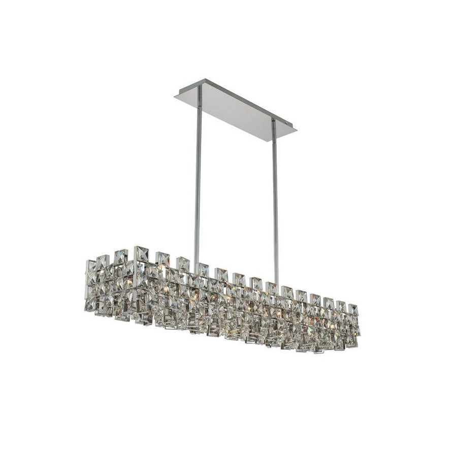 Piazze Luxury Crystal Island Candelier – Polished Chrome