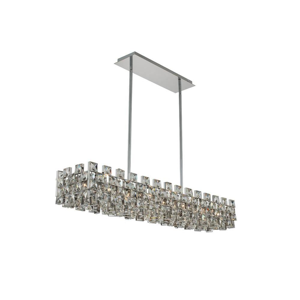 Piazze Luxury Crystal Island Candelier – Polished Chrome
