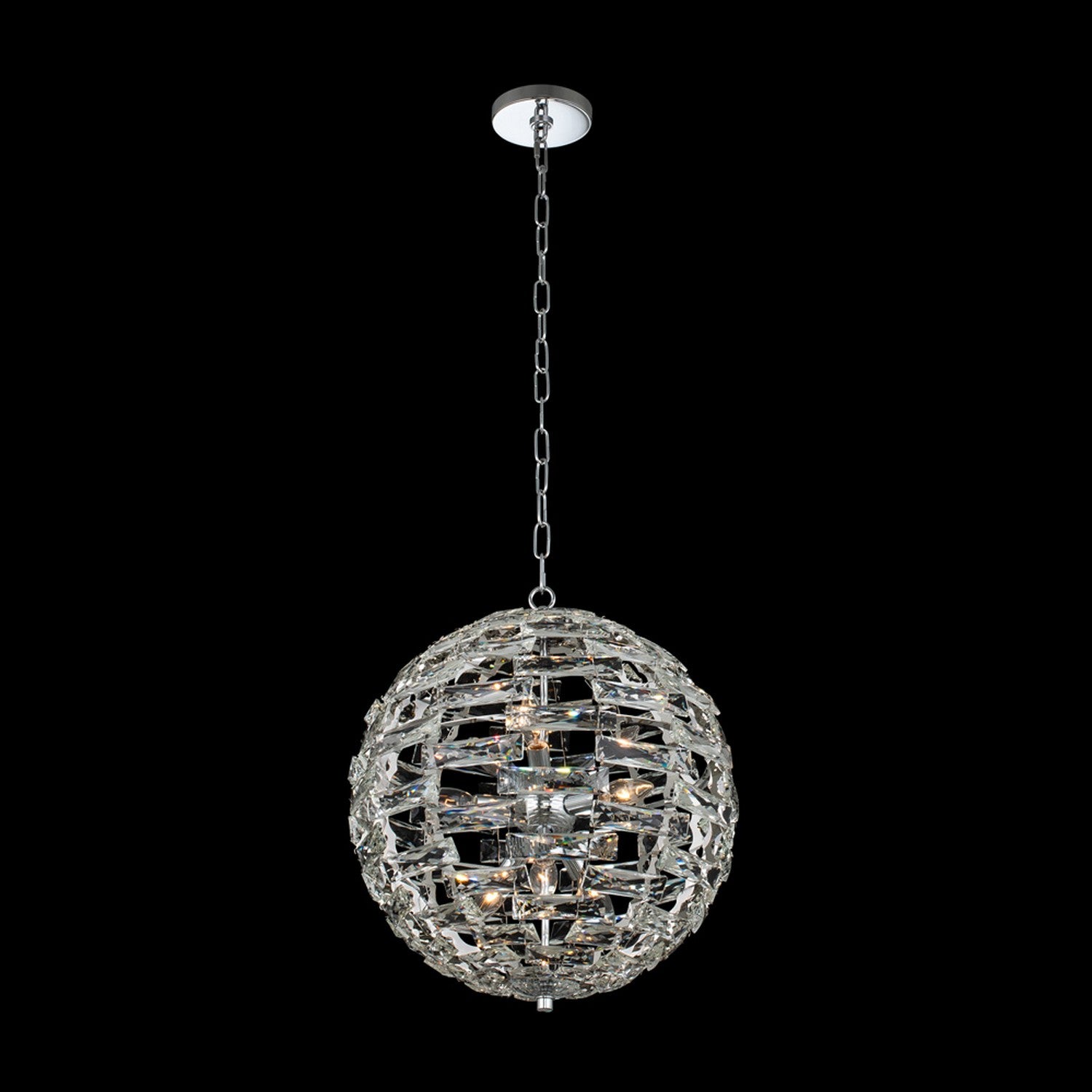 Alta Luxury Orbit Crystal Ball Pendant 18 inch – Polished Chrome