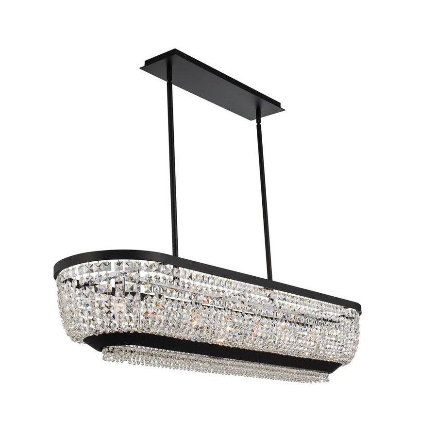 Terzo Luxury Crystal Island Candelier – Matte Black