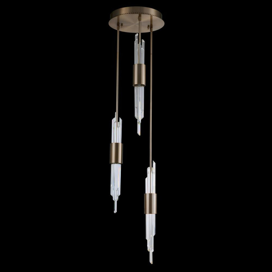 Lucca Luxury Crystal Multi Drop Foyer – Brushed Champagne Gold