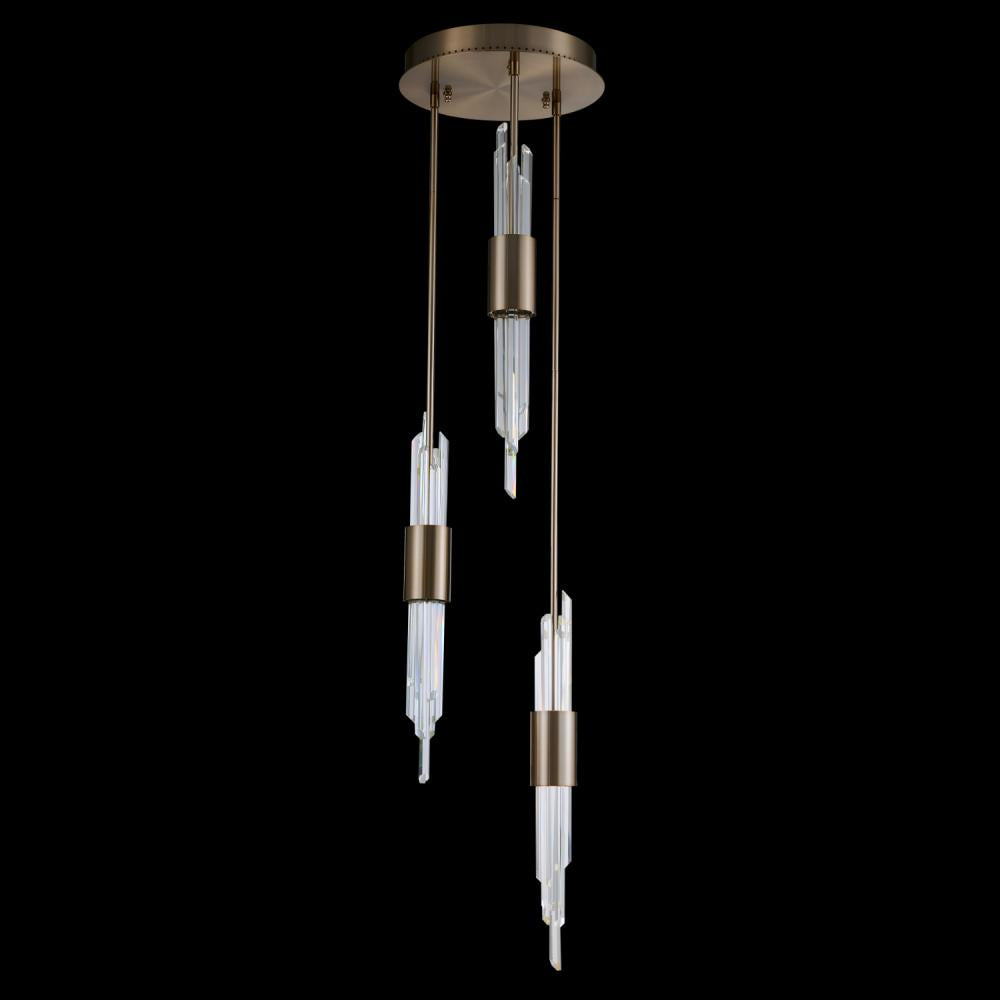 Lucca Luxury Crystal Multi Drop Foyer – Brushed Champagne Gold