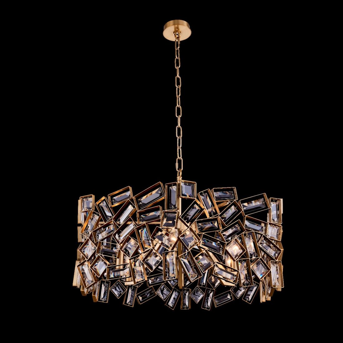 Inclanta 28 inch Luxury Crystal Pendant – Winter Brass, Firenze Crystal Baguettes