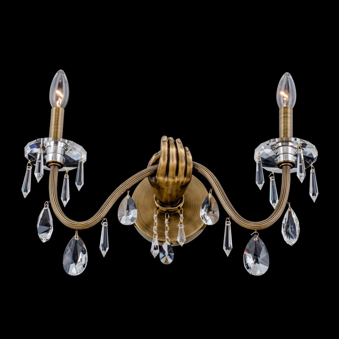 Venere 2 Light Wall Sconce – Historic Brass by Allegri Crystal