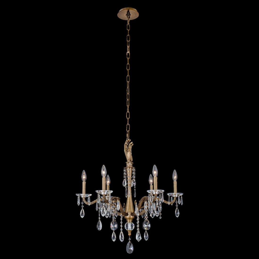 Venere 6 Light Chandelier – Historic Brass