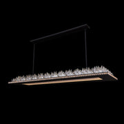 Orizzonte 60 inch Luxury Crystal Island Pendant – Matte black with Chrome Interior